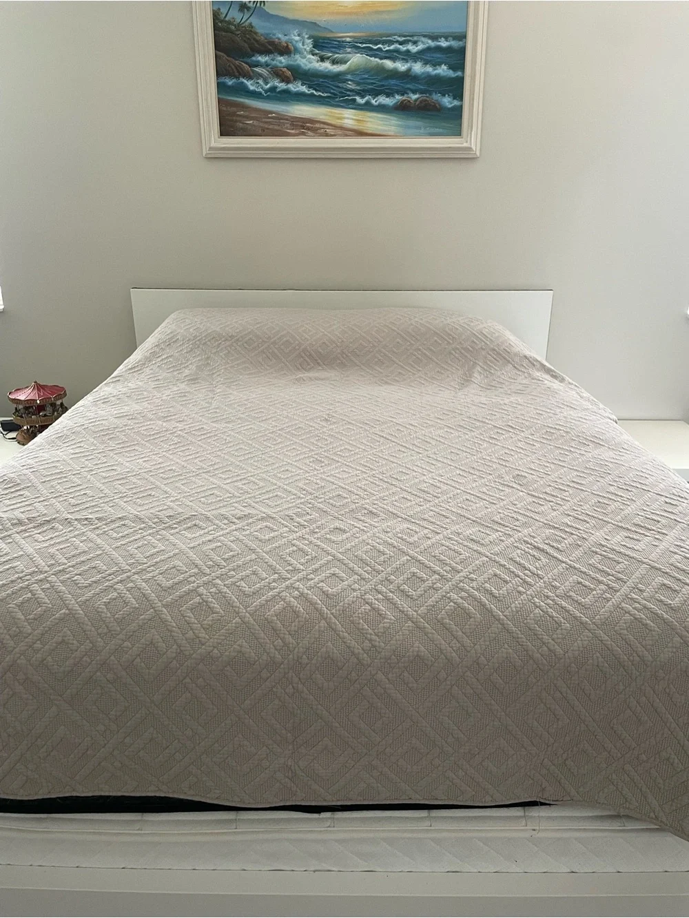 Queen Quilted Geometric Quilt gray Cotton 90x90 Bedroom Bedding